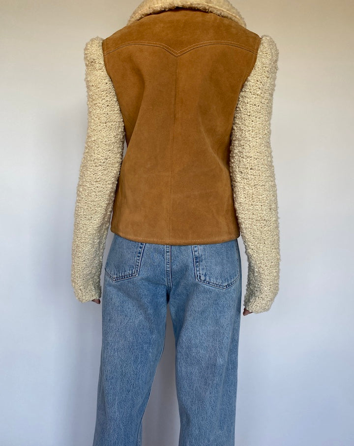 VINTAGE FAUX SHERPA AND SUEDE LEATHER JACKET 1543