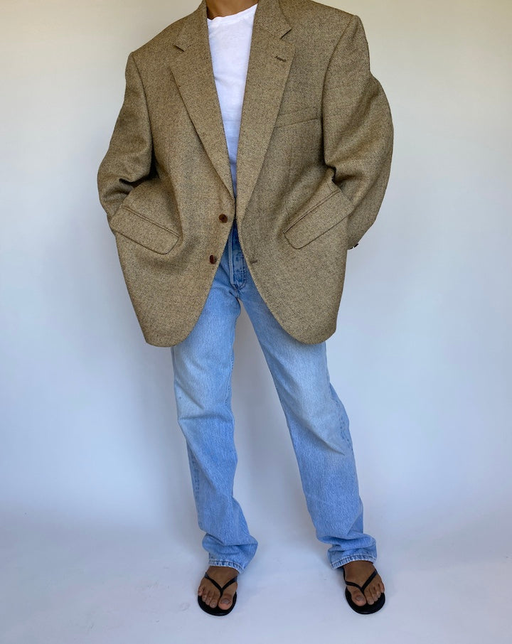 VINTAGE BEIGE WOOL/MOHAIR BLAZER 988