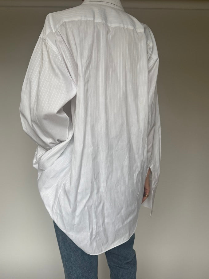 Vintage Oversized Faded Pinstripe Shirt White 5934
