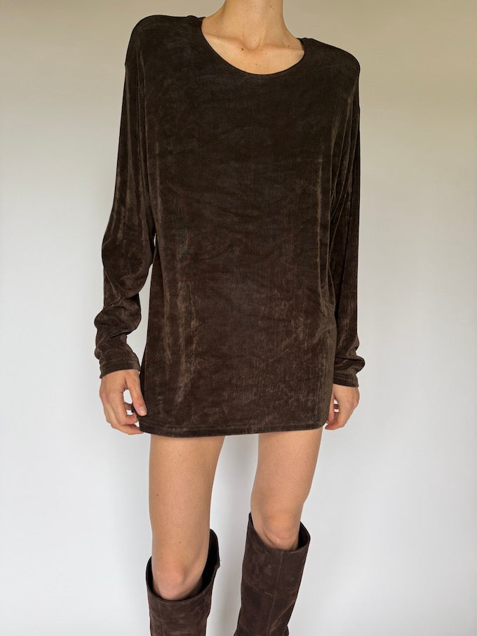 Vintage mini dress / top dark brown 6041