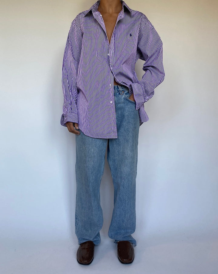 VINTAGE STRIPED PURPLE RALPH LAUREN SHIRT