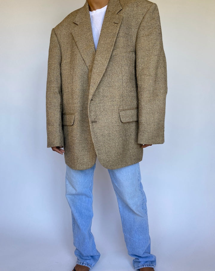 VINTAGE BEIGE WOOL/MOHAIR BLAZER 988