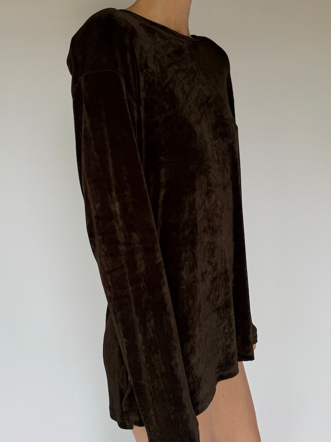 Vintage mini dress / top dark brown 6041