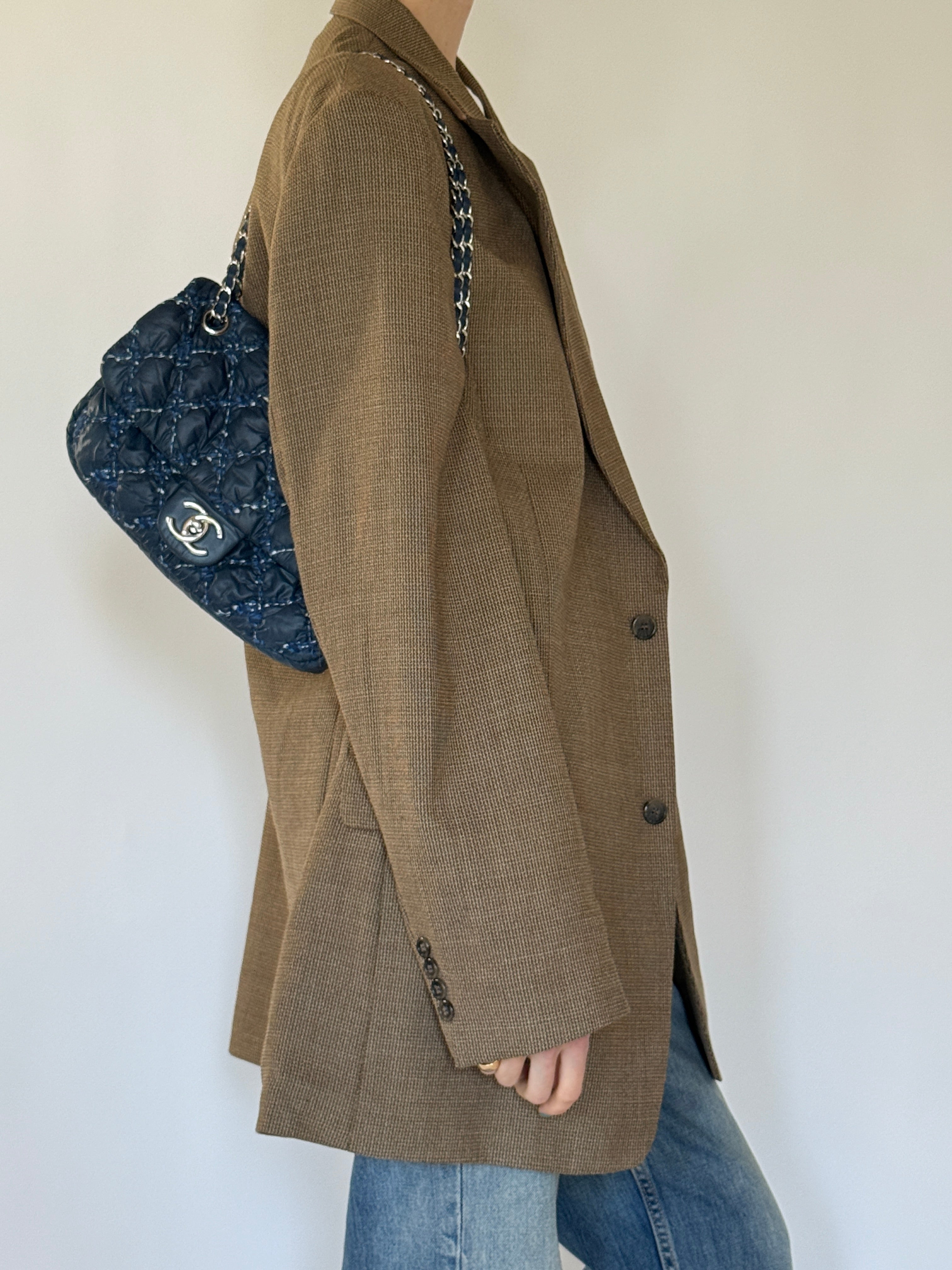 Vintage brown textured blazer side view