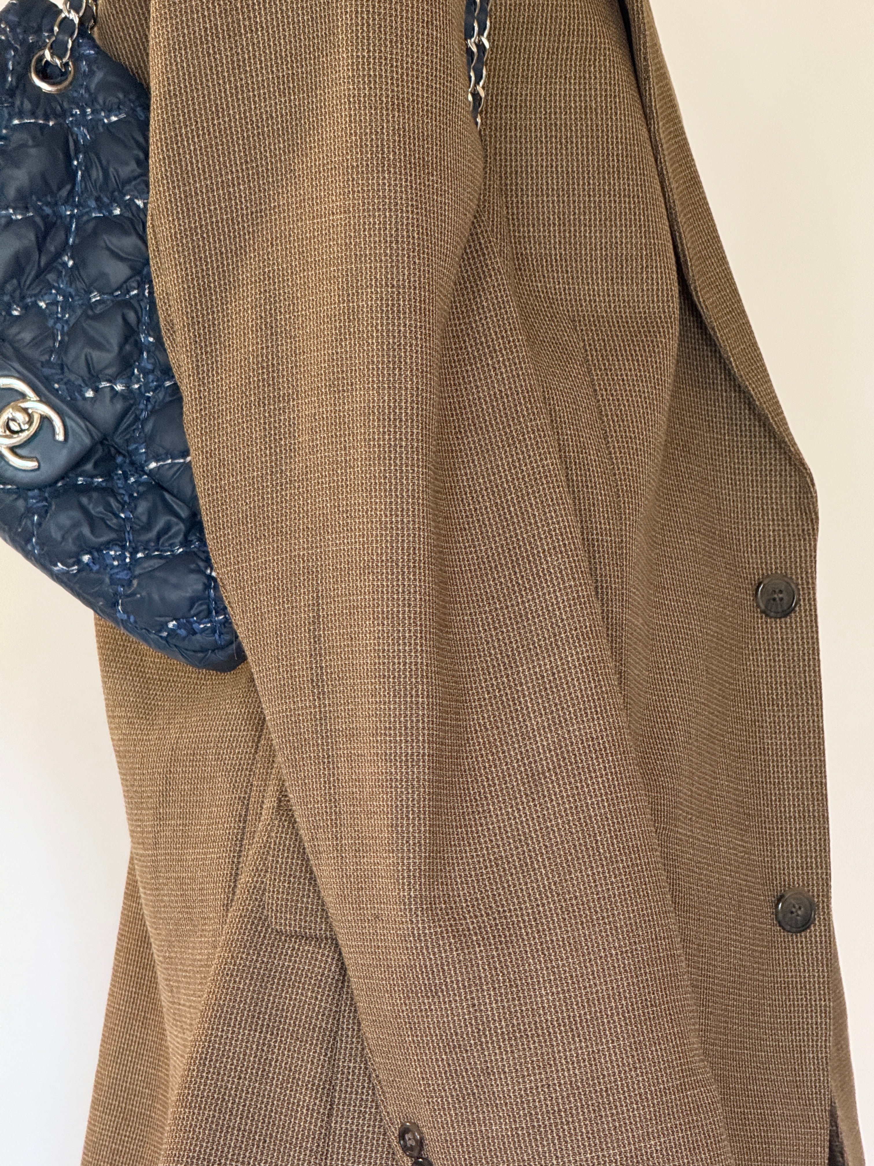 Vintage brown textured blazer side view