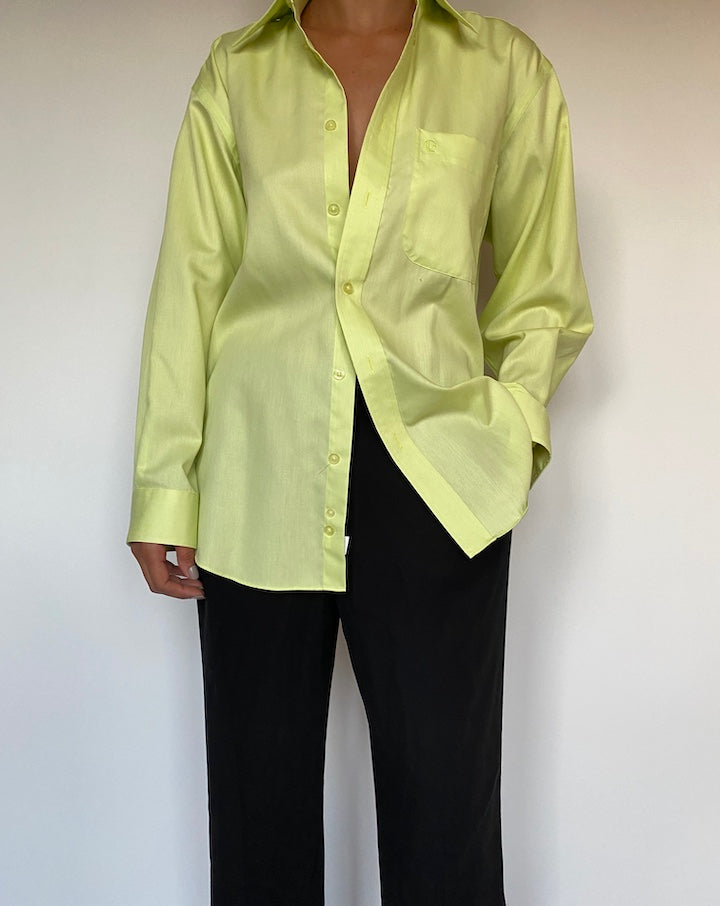 VINTAGE OVERSIZED LIME GREEN GUY LAROCHE SHIRT 2386