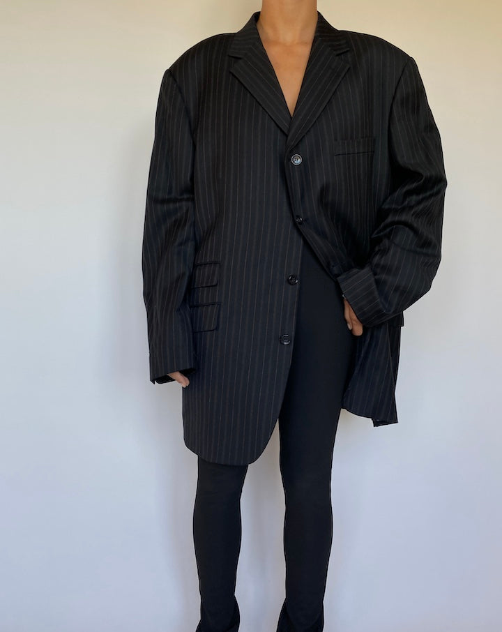 VINTAGE OVERSIZED PINSTRIPED WOOL BLAZER 1552-5