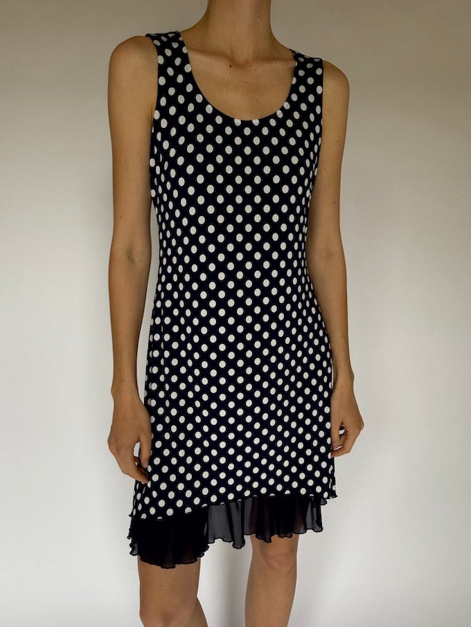 Vintage Feminine French Inspired Polka Dot Dress 6048