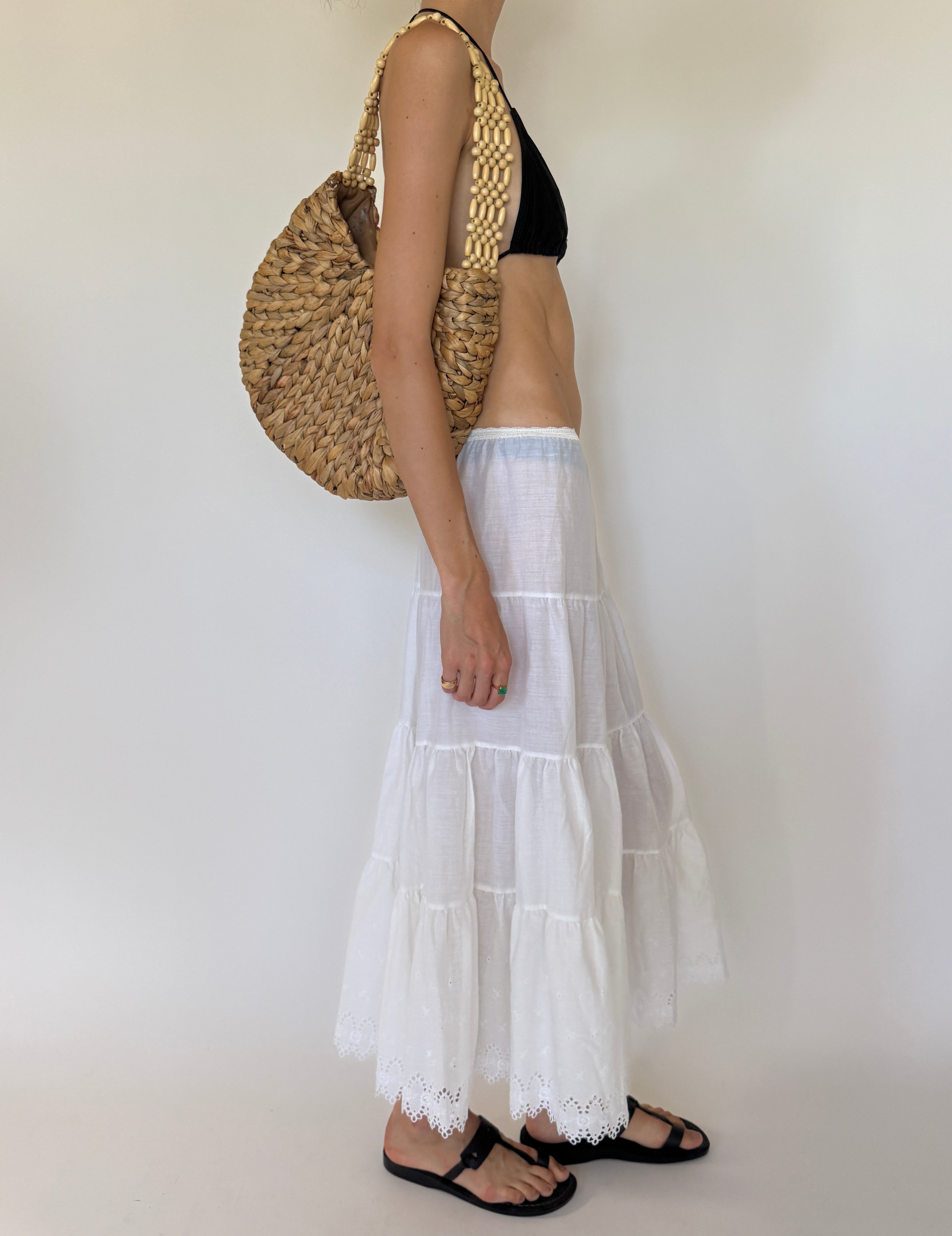 Vintage white maxi skirt side view