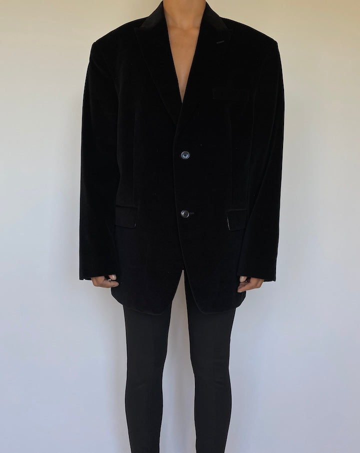 VINTAGE BLACK VELVET BLAZER 1558