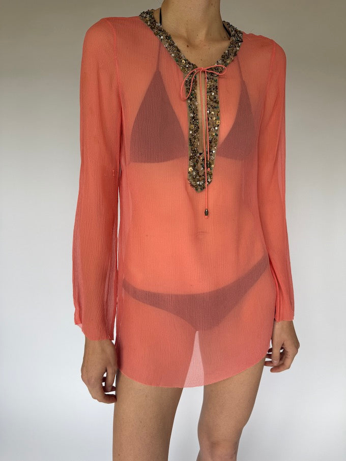 Vintage Beach Cover-Up Pink