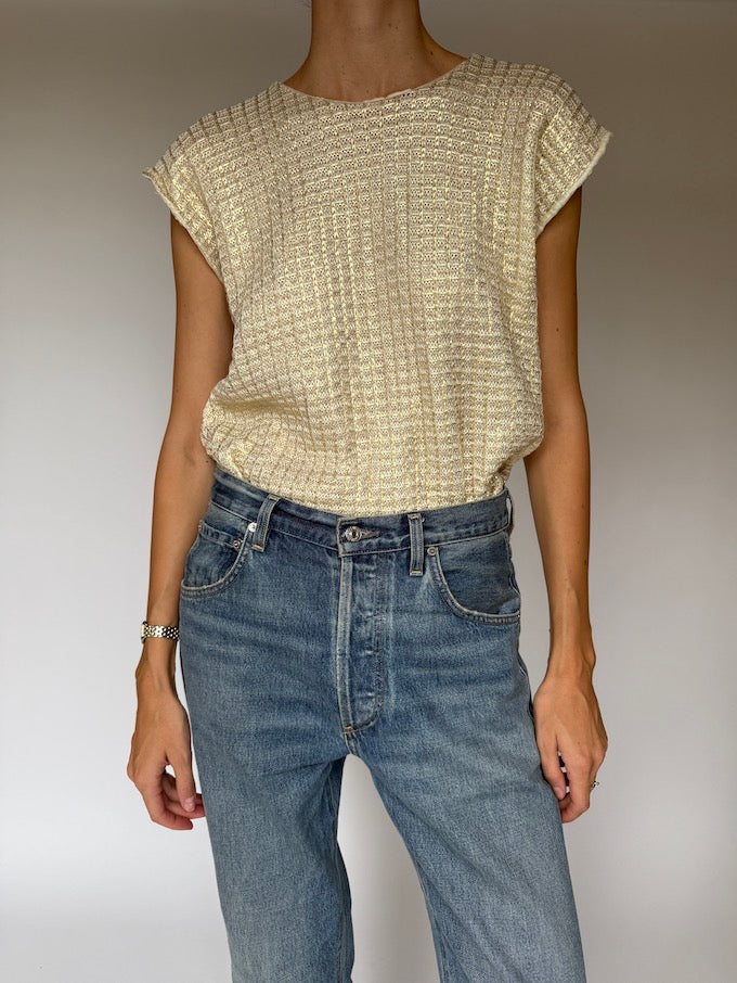 Vintage Gold Knit Sleeveless Top 6368