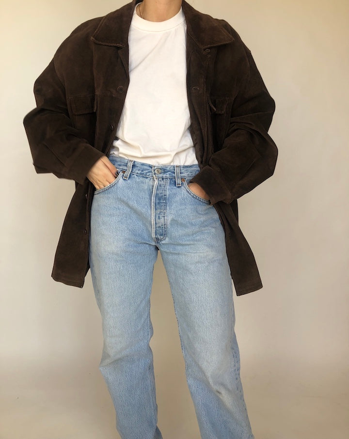 VINTAGE OVERSIZED BROWN SUEDE LEATHER JACKET 375