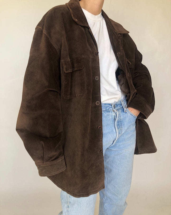 VINTAGE OVERSIZED BROWN SUEDE LEATHER JACKET 375