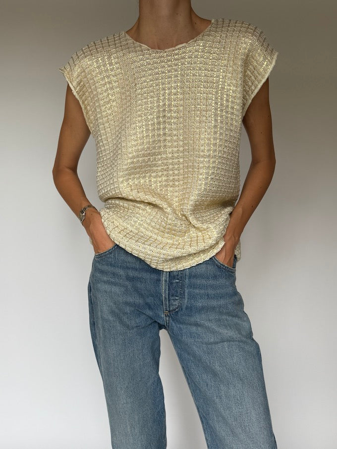 Vintage Gold Knit Sleeveless Top 6368