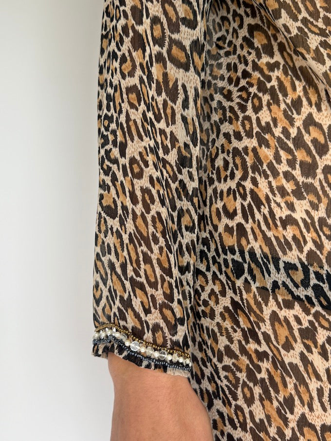 Vintage Sheer Leopard Print Cover-Up Dress/Top 6050