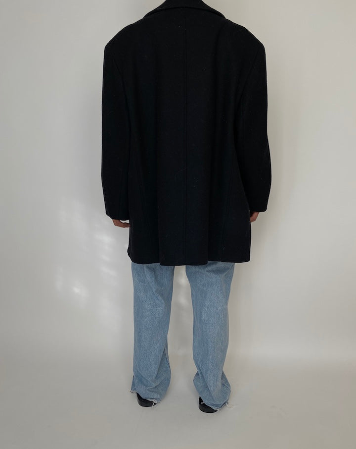 VINTAGE BLACK WOOL COAT 2220