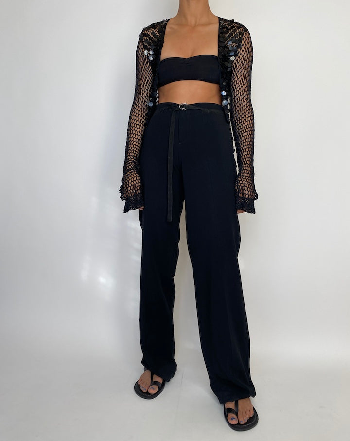 VINTAGE FISHNET SEQUIN LONG SLEEVE TOP