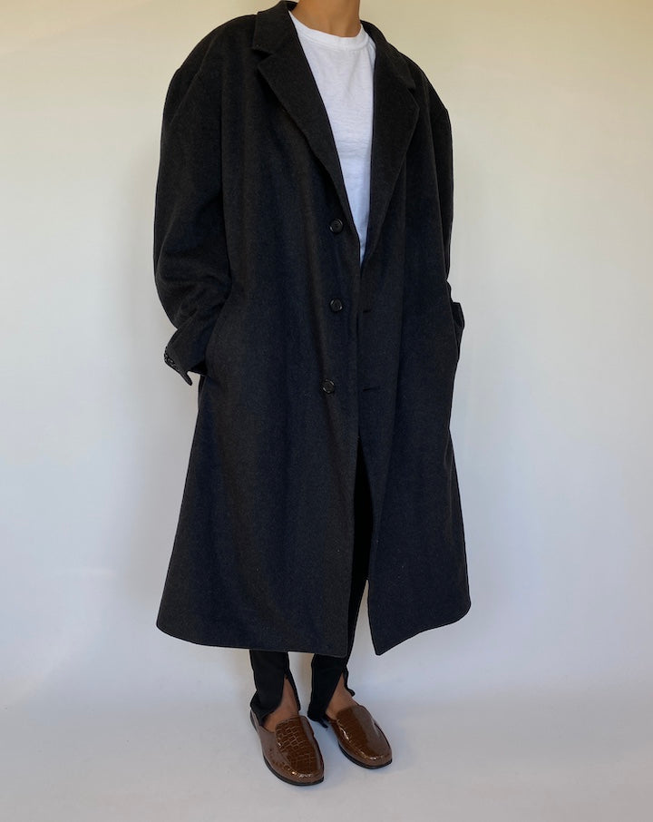 VINTAGE OVERSIZED DARK GREY COAT 1563