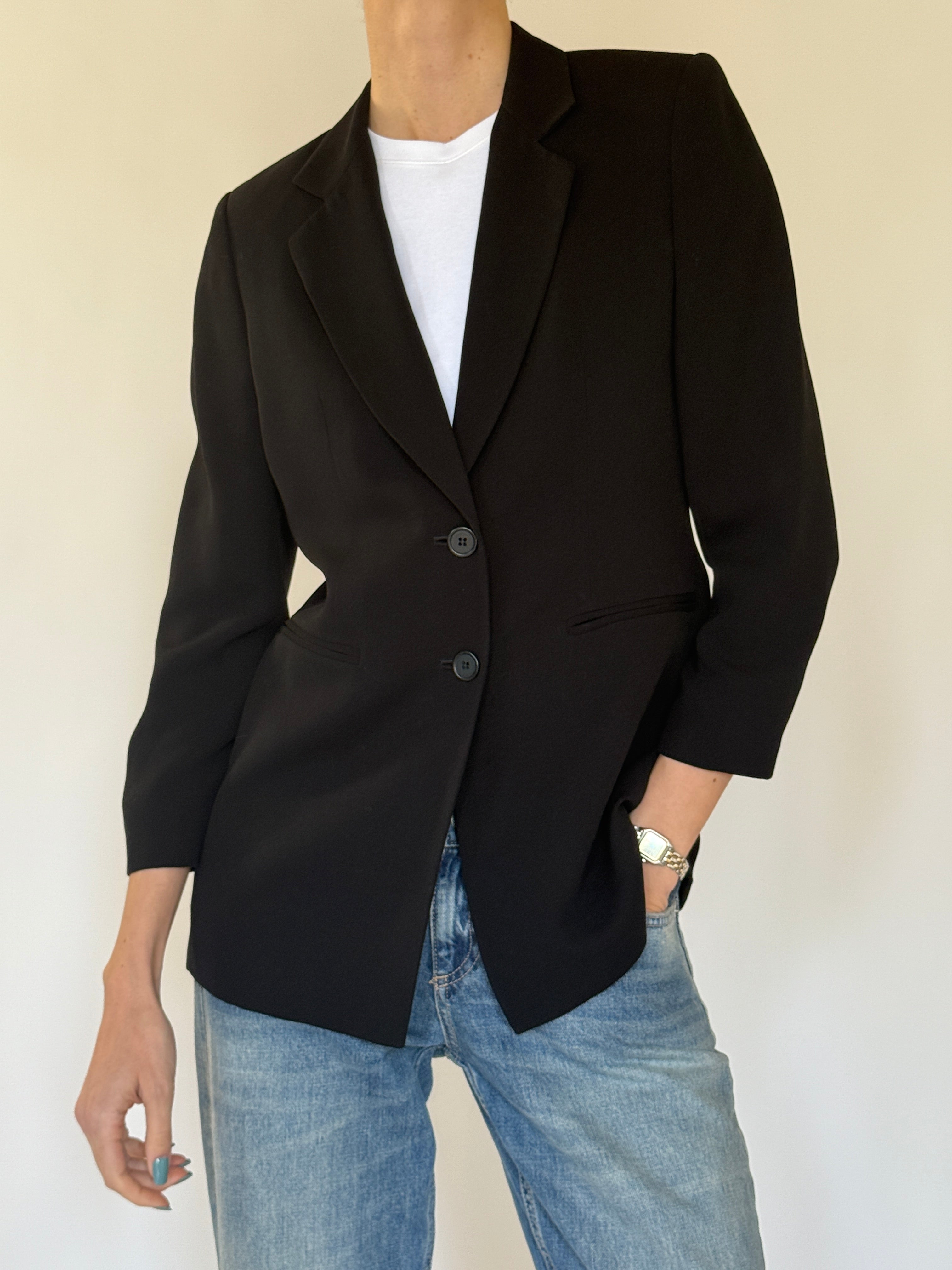 Vintage classic black blazer front view