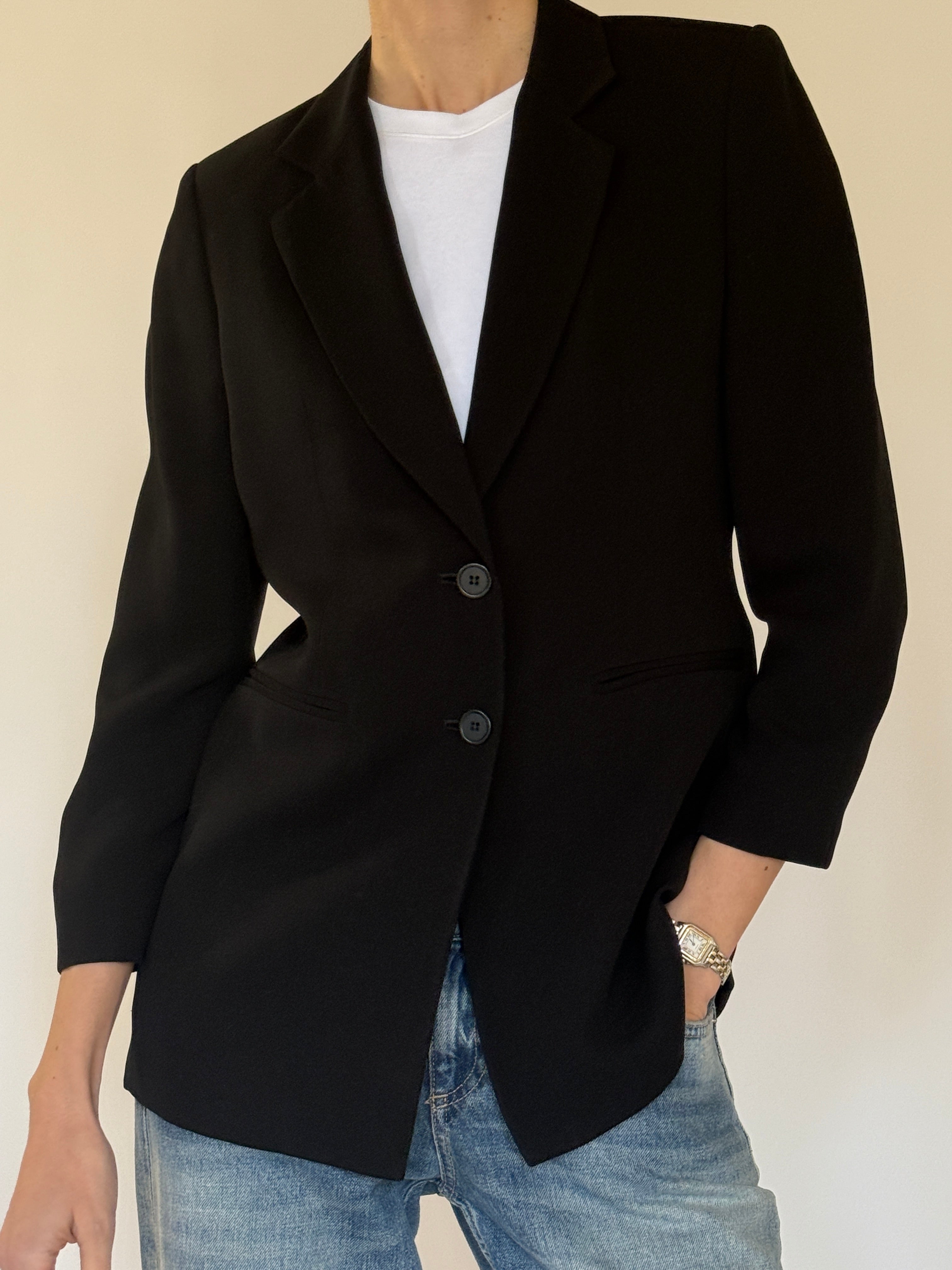 Vintage classic black blazer front view
