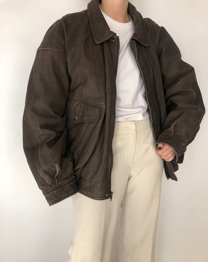 VINTAGE BOXY LEATHER JACKET 379