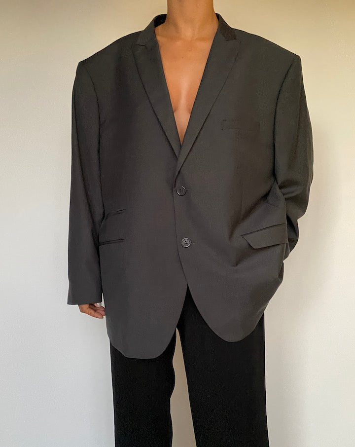 VINTAGE GREY SINGLE BREASTED BLAZER 2407