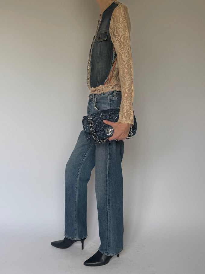 Vintage Lace & Denim Embellished Jacket 6635