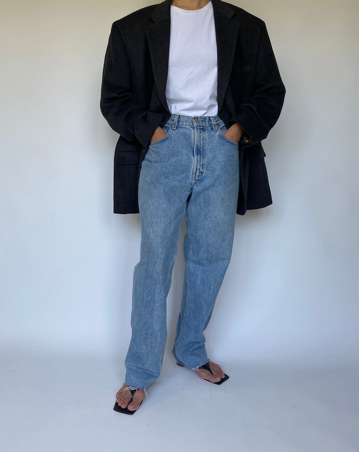 VINTAGE DARK GREY OVERSIZED BLAZER 3348