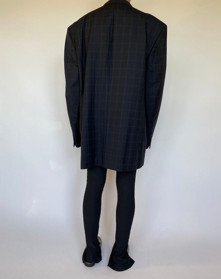 VINTAGE OVERSIZED NAVY CHECKED BLAZER 1570