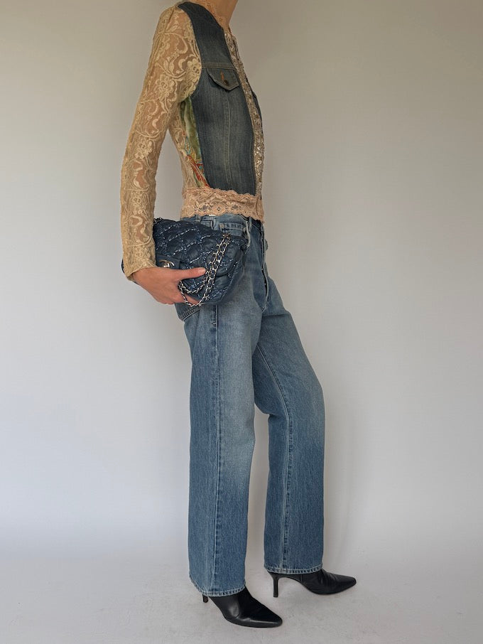 Vintage Lace & Denim Embellished Jacket 6635