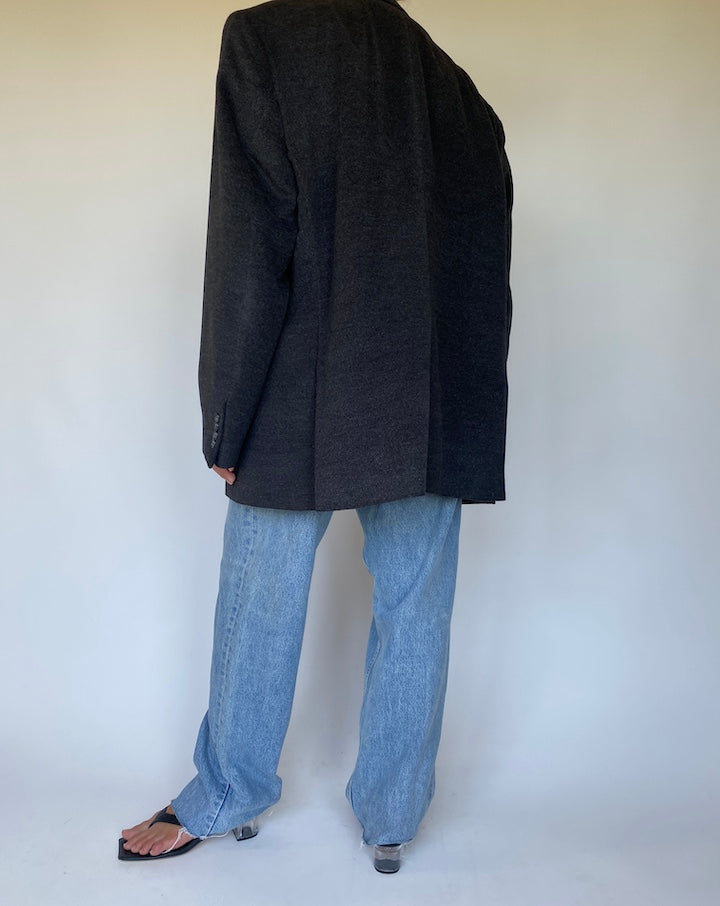 VINTAGE DARK GREY OVERSIZED BLAZER 3348