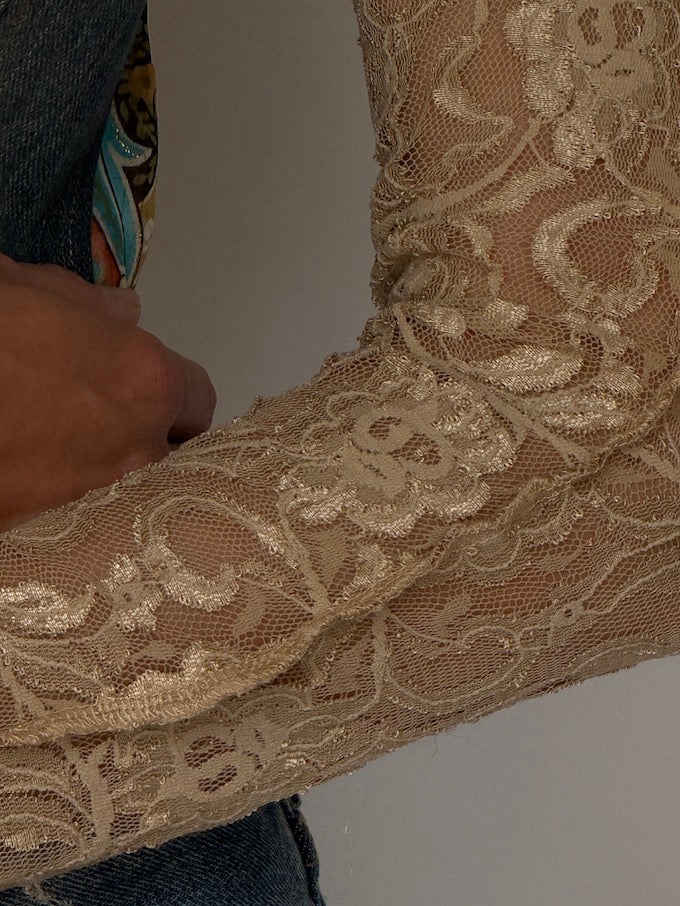 Vintage Lace & Denim Embellished Jacket 6635