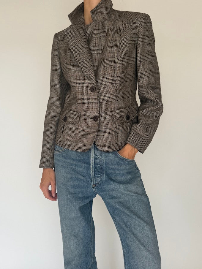 Vintage tailored plaid wool blazer 6070