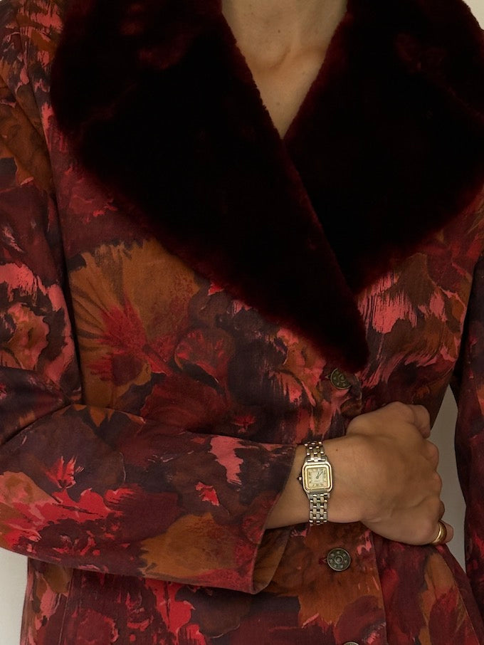 Vintage Floral Jacquard Faux-Collar Blazer 6636