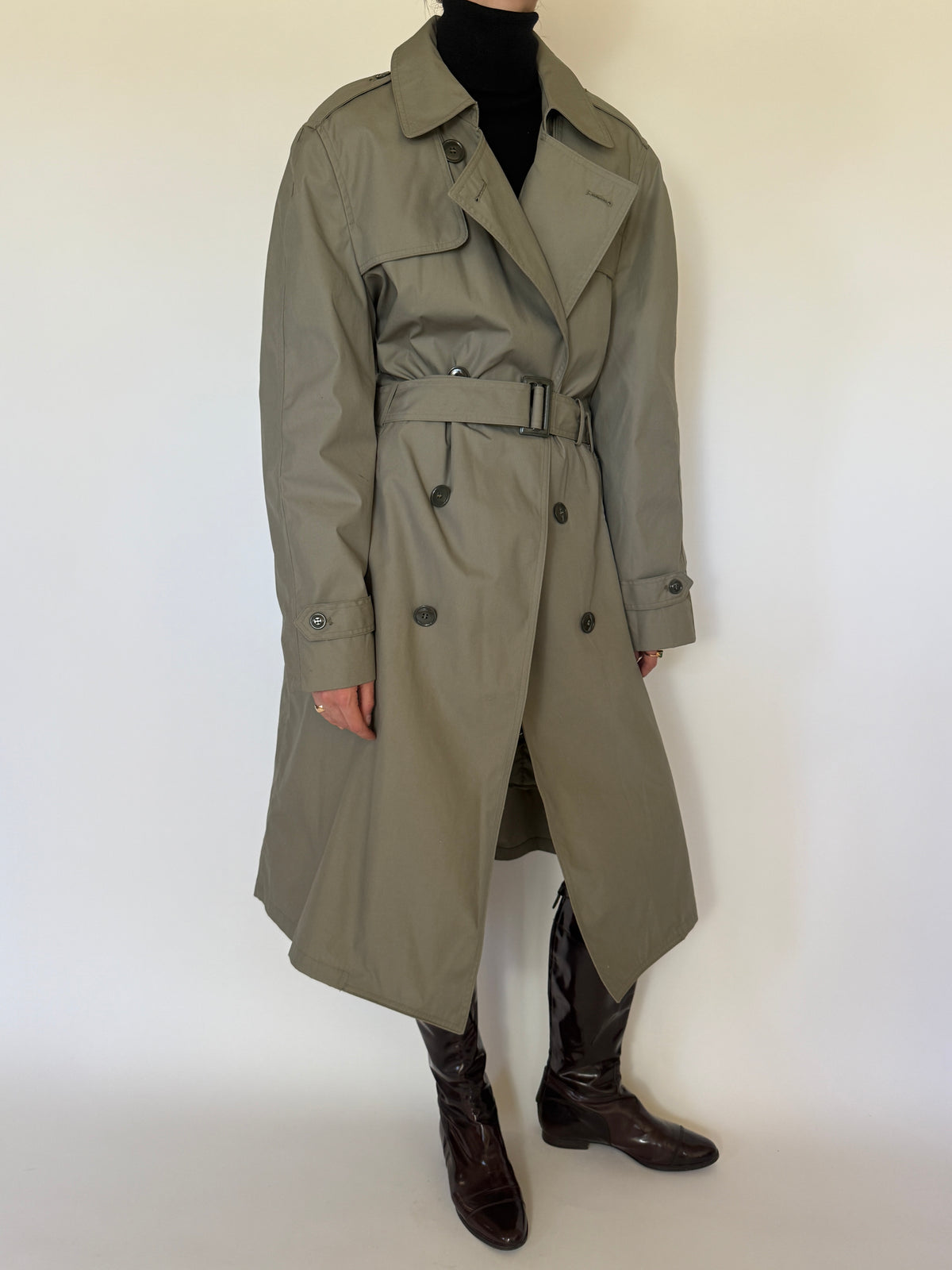 Vintage Double-Breasted Trench Coat Sage 7564
