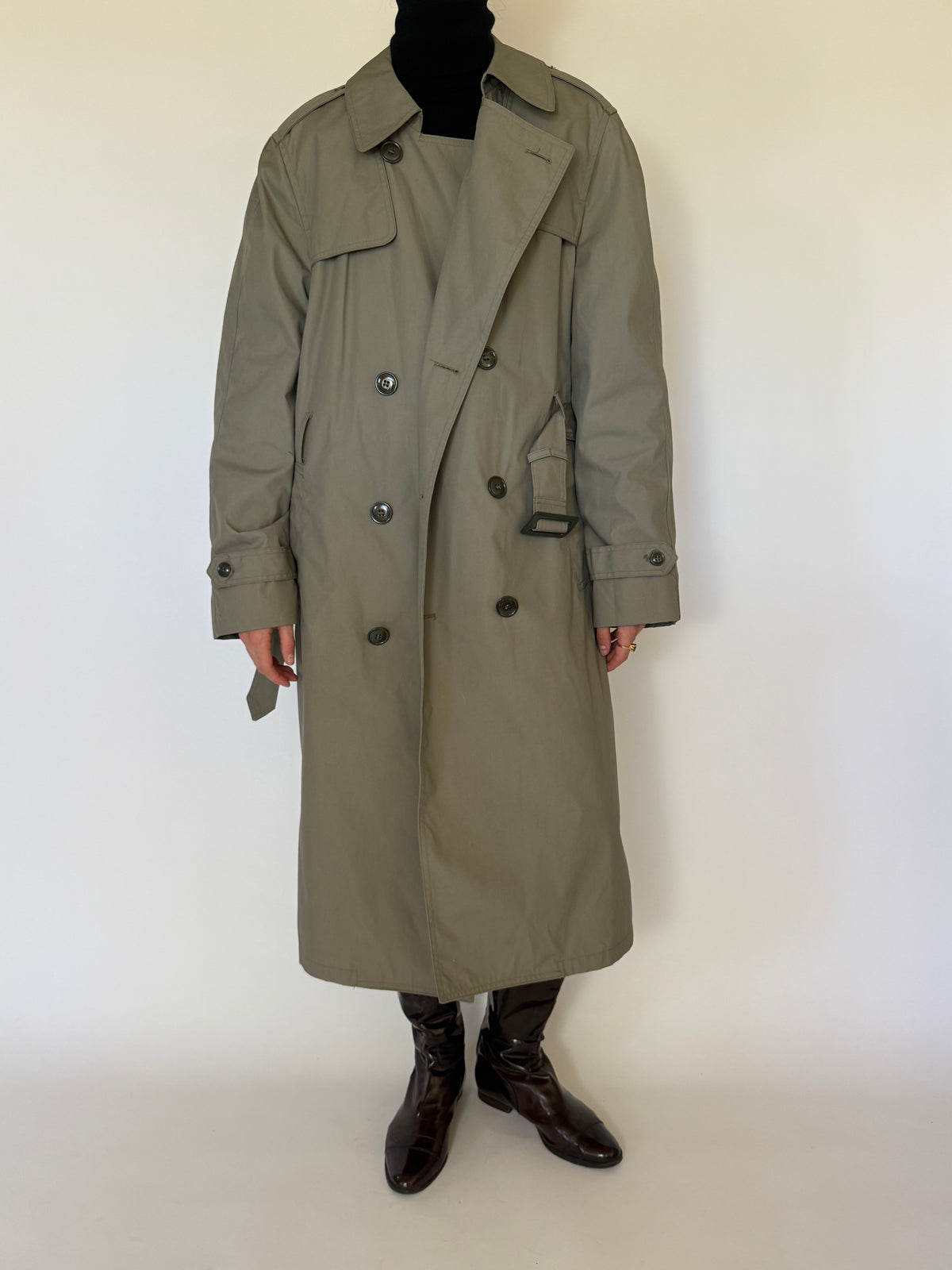 Vintage Double-Breasted Trench Coat Sage 7564