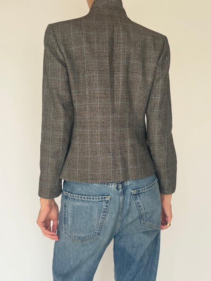 Vintage Checked Fitted Blazer 5868