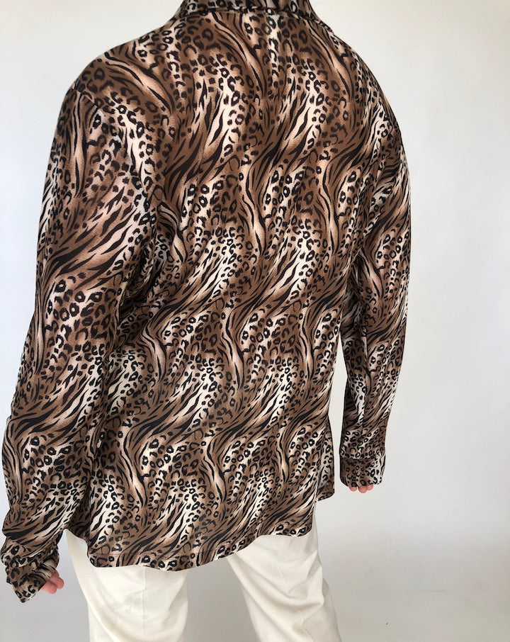 VINTAGE ANIMAL PRINTED THIN BLOUSE 386