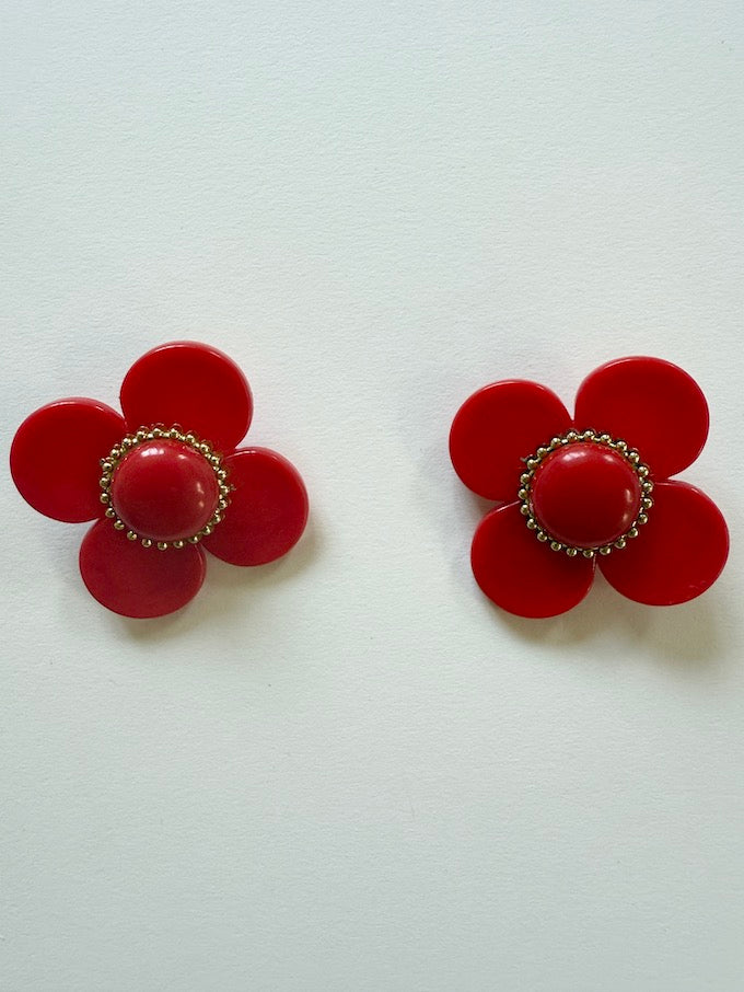 Vintage flower earrings red