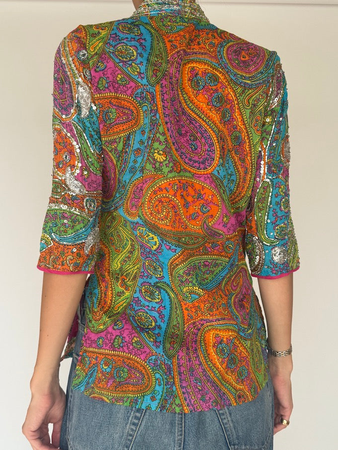 Vintage Sequin Paisley Top 6330
