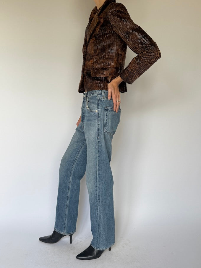 Vintage Croc-Embossed Blazer 6637