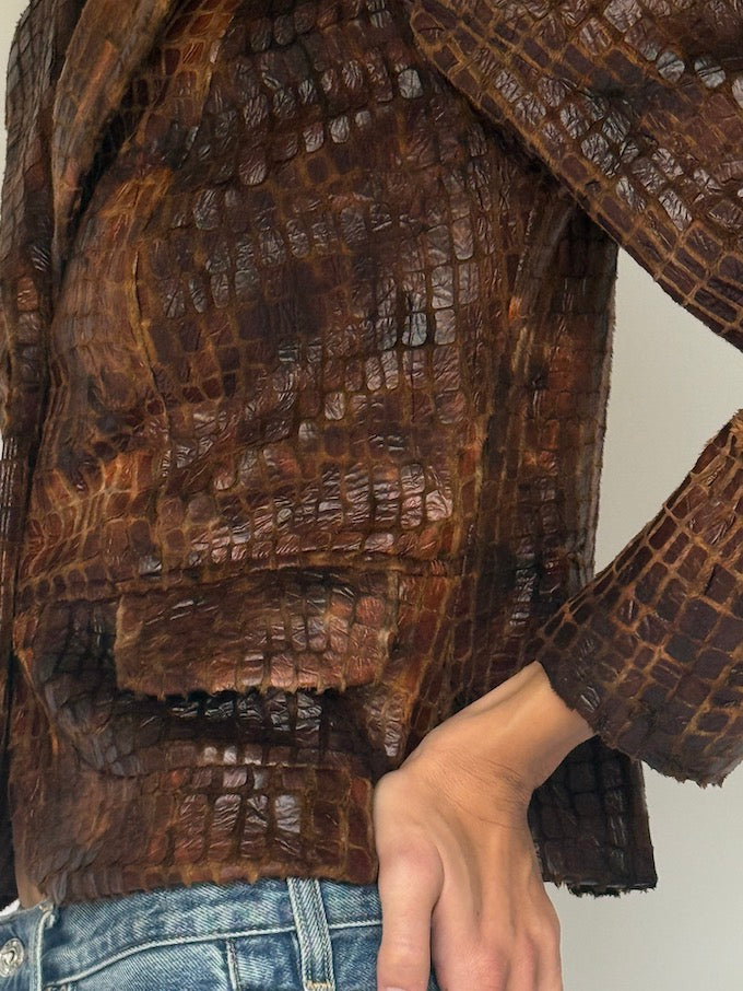 Vintage Croc-Embossed Blazer 6637
