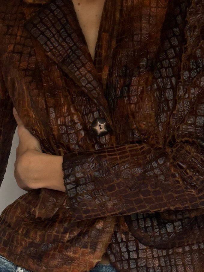 Vintage Croc-Embossed Blazer 6637