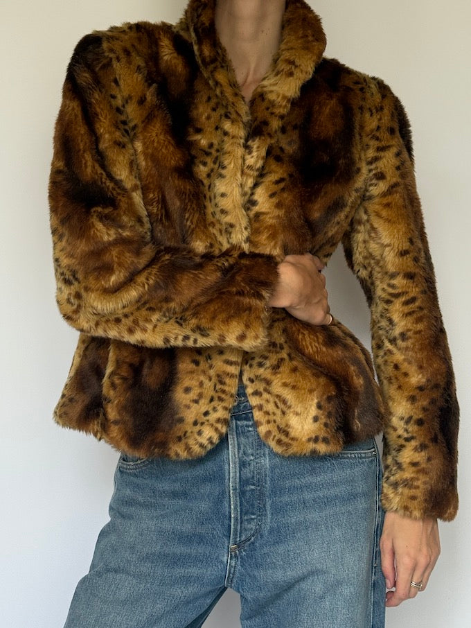 Vintage Faux Fur Leopard Jacket