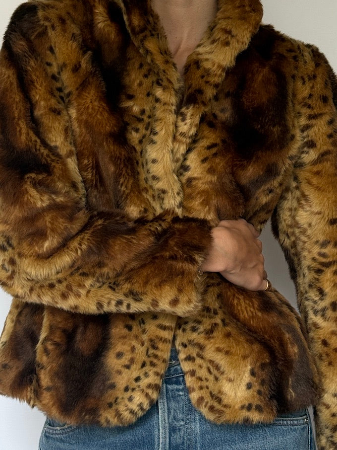 Vintage Faux Fur Leopard Jacket