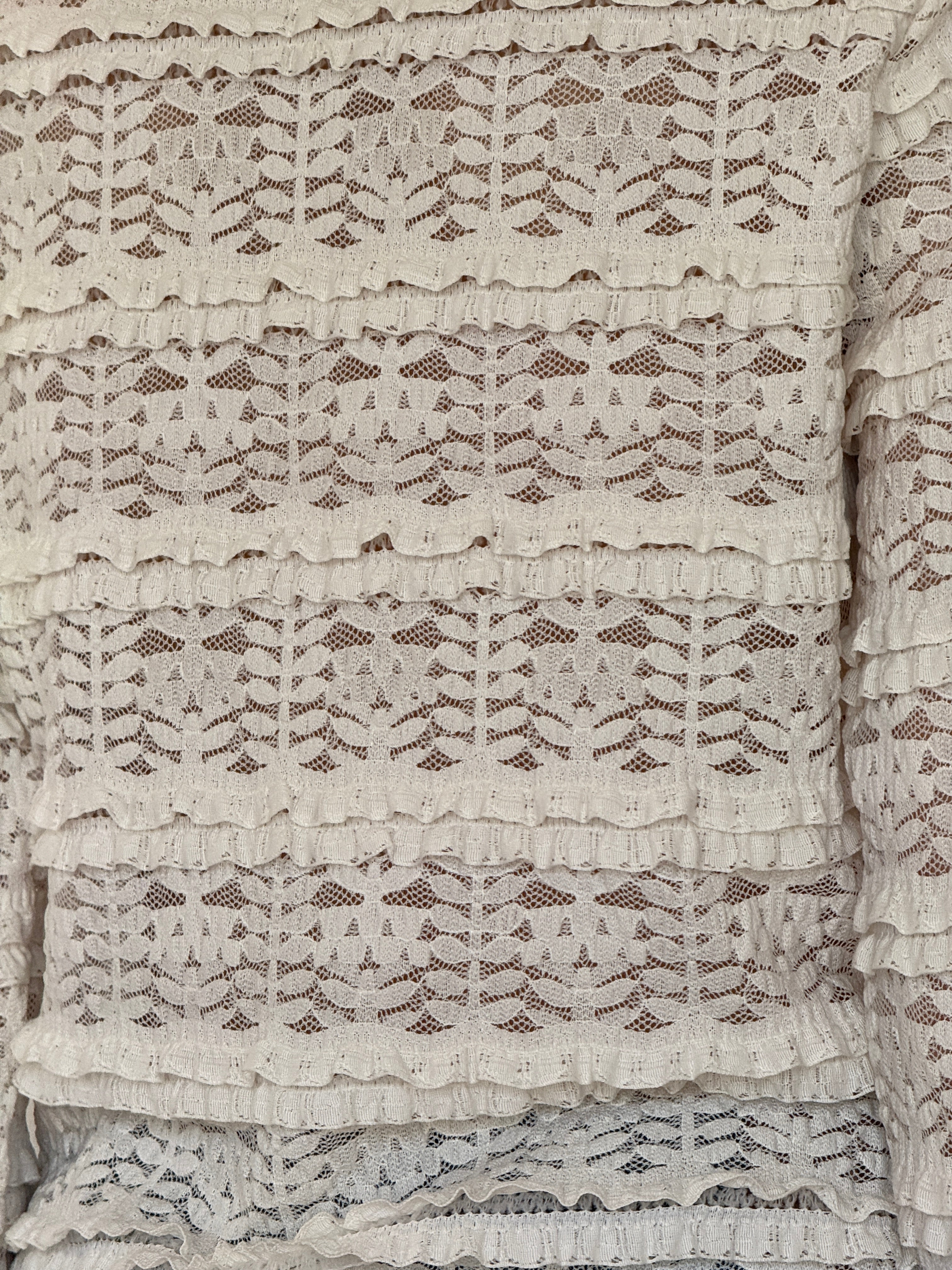 Vintage ivory lace ruffle blouse fabric close-up