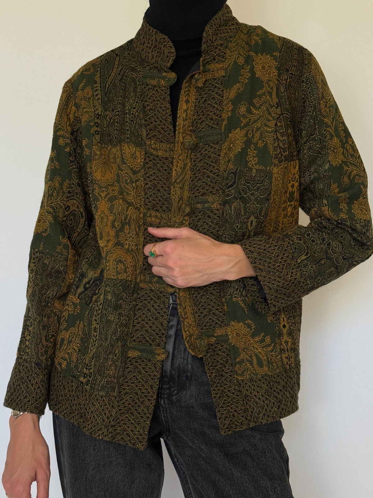 Front view of jacket showing fit