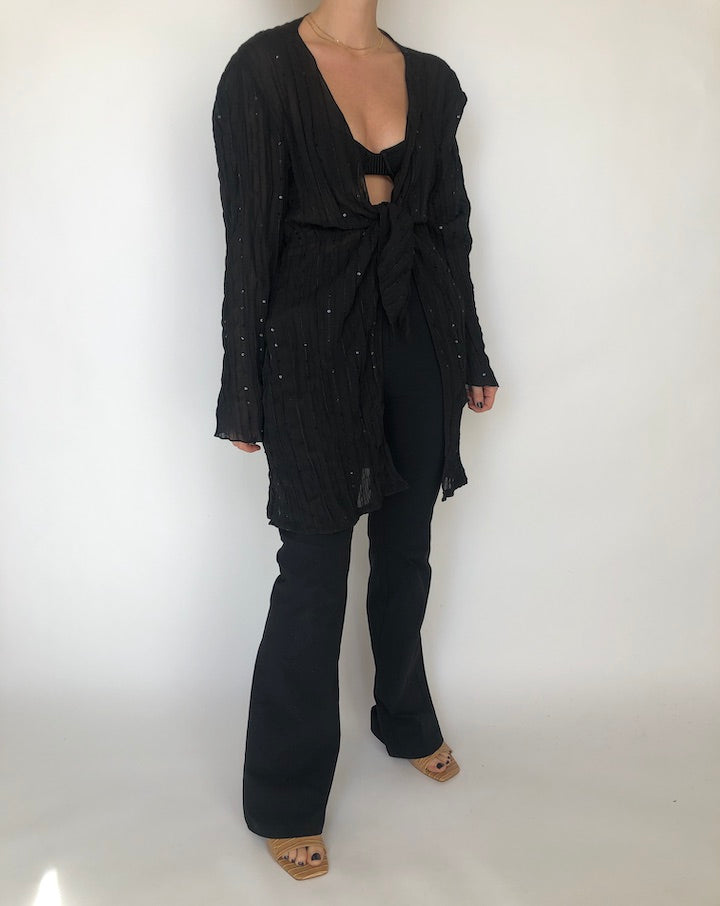 VINTAGE OVERSIZED TIE SEQUIN CARDIGAN 391