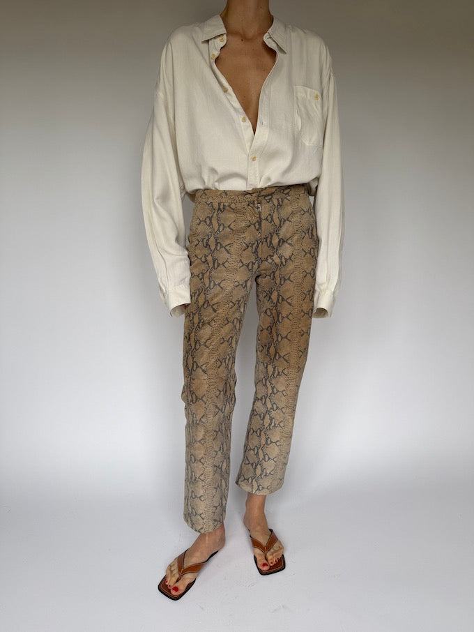 Vintage Oversized Cream Silk Shirt 6036